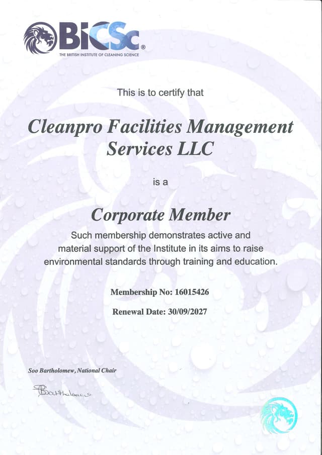 BICS CERTIFICATE 16015426 2024-2027
